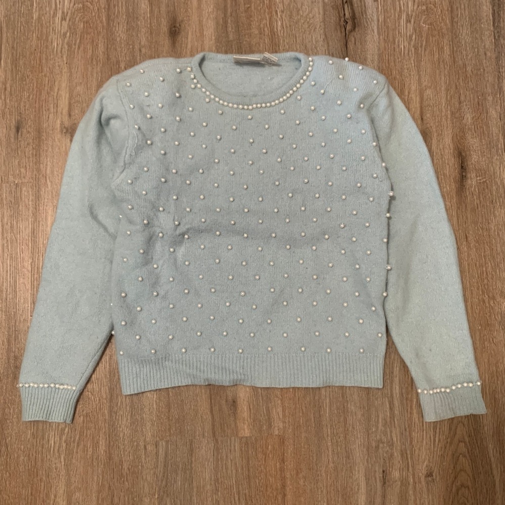 Vintage 90s Hasting & Smith lambswool and angora and‎ faux pearl sweater - small